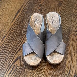 Lucky Brand Gray Wedge Sandals
